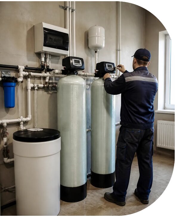 Монтаж системы обезжелезивания воды для дома в Крымске